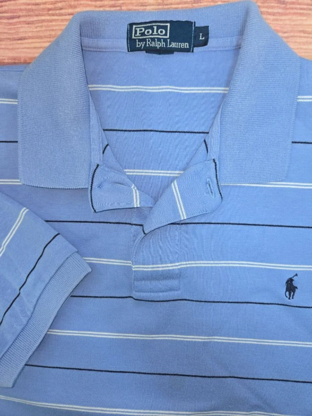 Polo Ralph Lauren Mens Blue Striped Polo Size Large